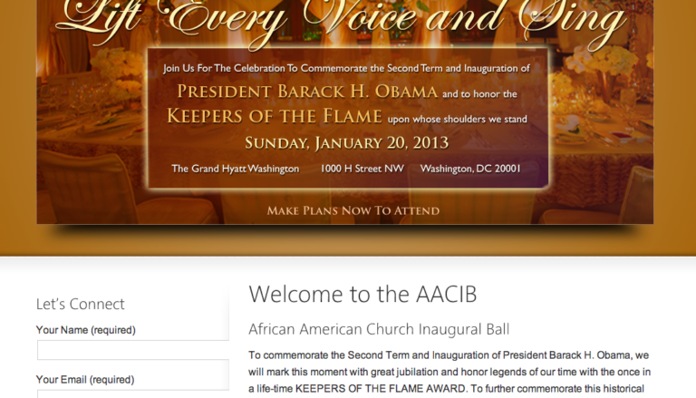 African American Church Inaugural Ball website